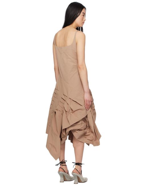 Dries Van Noten Natural Asymmetrical Midi Dress