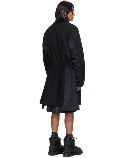 Sacai Black Paneled Coat for men