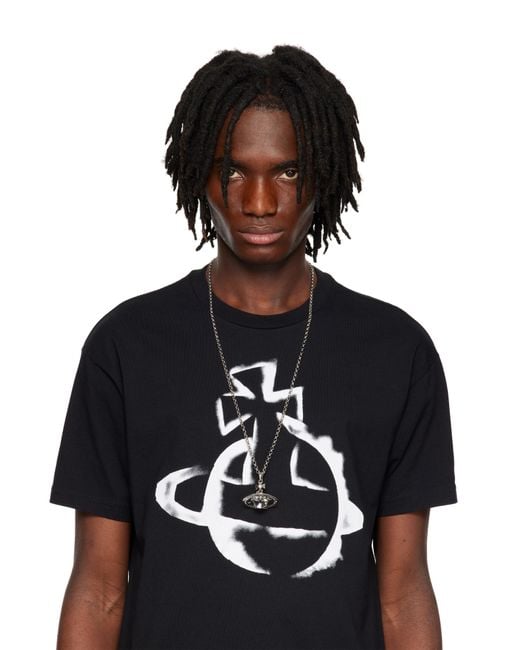 メンズ Vivienne Westwood シルバー New Small Orb ペンダント ネックレス Black