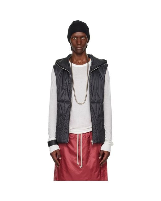 Rick Owens Black Moncler + Geocamo Ziplock Down Vest for men