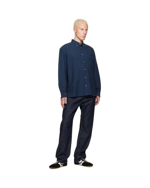 A.P.C. Blue Mateo Logo Shirt for men