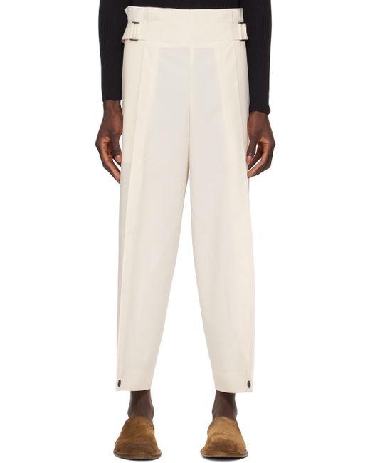 132 5. Issey Miyake White Off- Two-pocket Trousers for men