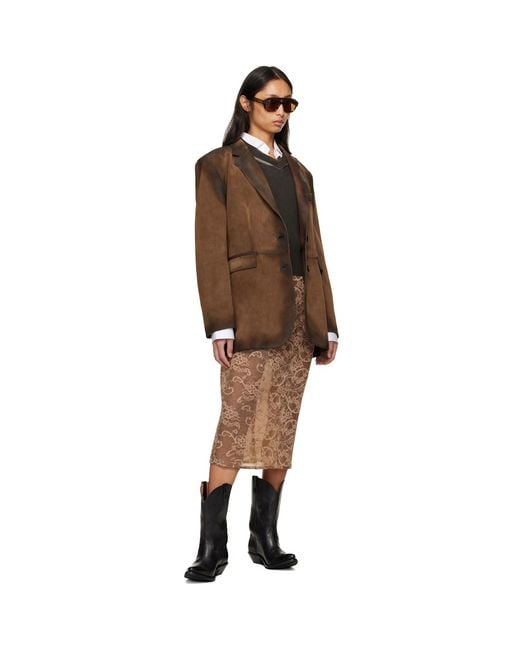 Acne Brown Suede Suit Jacket