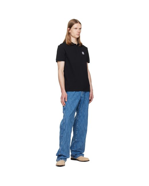 Balmain Black Embroidered Cotton Polo for men