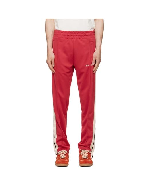 Palm Angels Red Classic Logo Track Pants for men