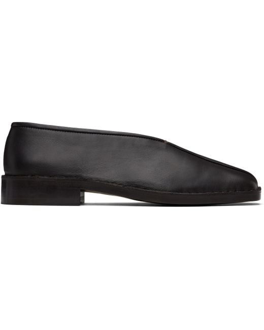 Lemaire Black Flat Piped Loafers for men