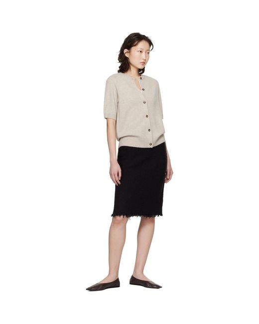 Loulou de Saison Black Jodi Short-Sleeve Cashmere Cardigan