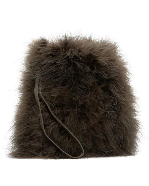 Yves Salomon Brown Feather Pouch