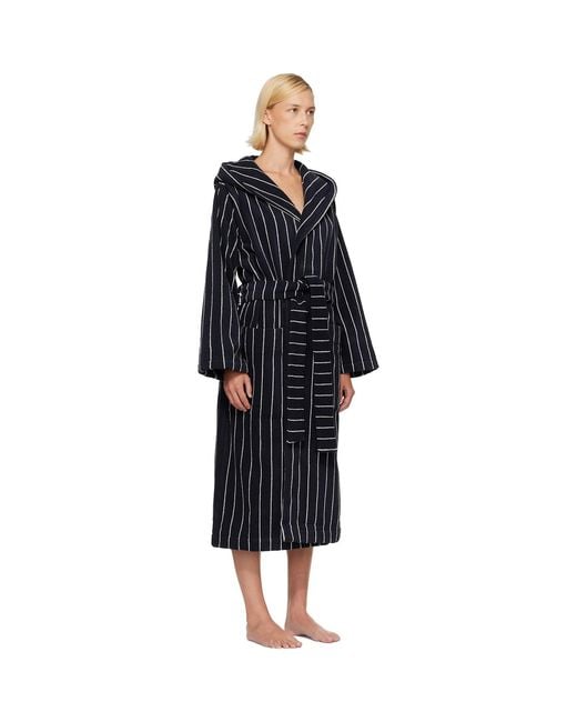 Tekla Black Terry Hooded Bathrobe