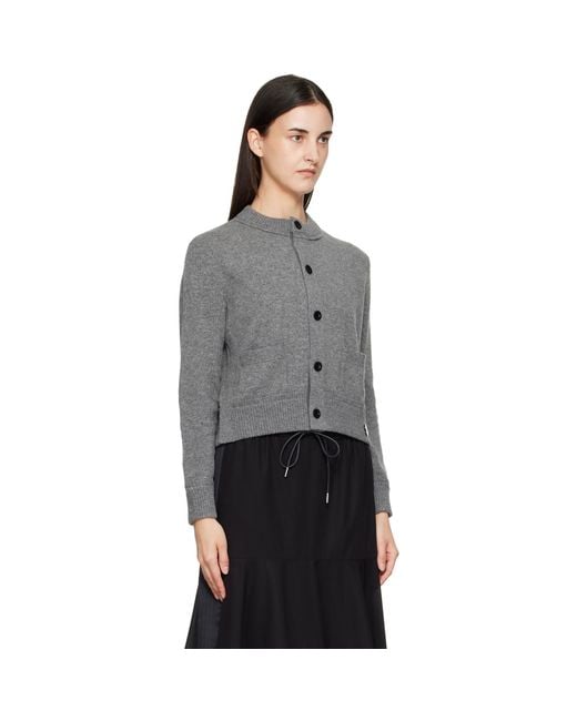 Sacai Gray Wool Knit Cardigan