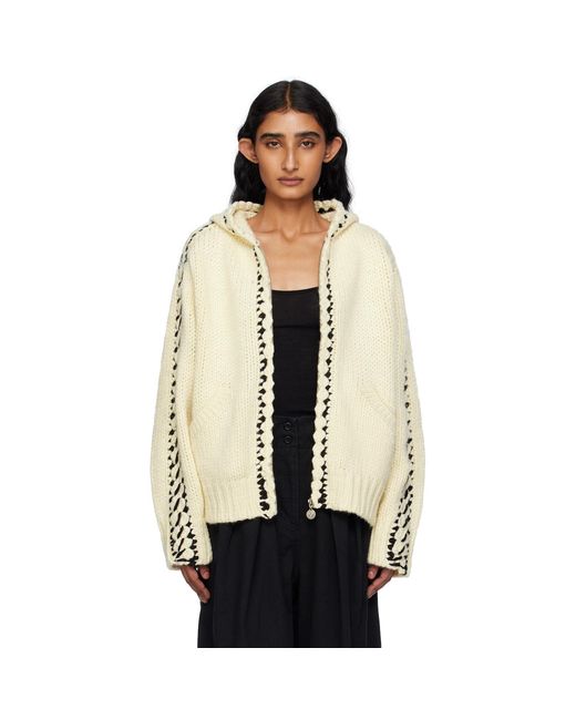 OPEN YY Black Stitch Zip Up Knit Hoodie