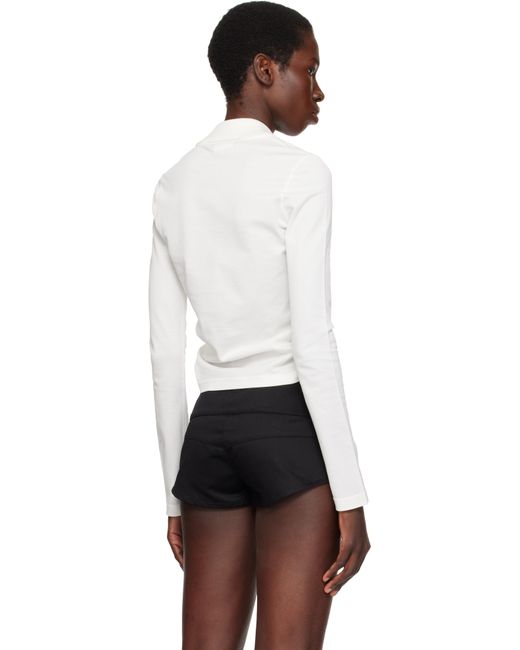 Courreges ホワイト Twist ピケ クロップド ポロシャツ Black