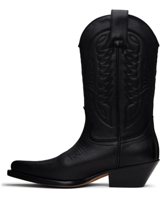 MM6 by Maison Martin Margiela Black Embroidered Cowboy Boots for men