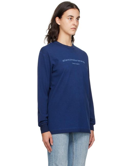 Alexander Wang Blue Navy Printed Long Sleeve T-shirt