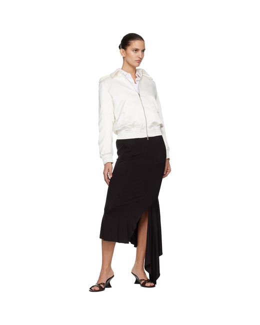 AARON ESH Black Jersey & Satin Fishtail Midi Skirt