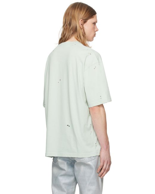 メンズ Acne ブルー リラックスフィット ロゴ Tシャツ Multicolor