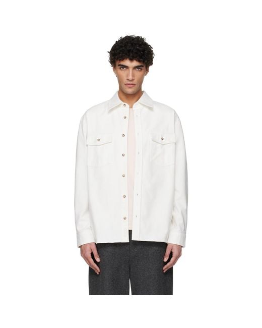 A.P.C. White Off- Solid-Color Cotton Overshirt for men