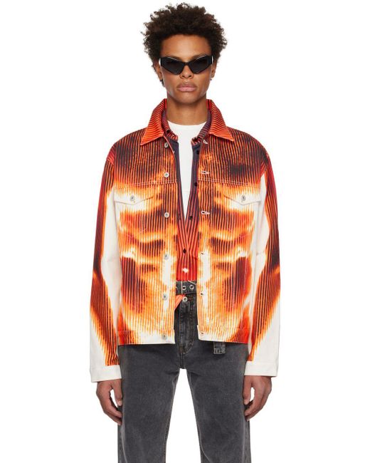 Y. Project Ssense Exclusive White & Orange Jean Paul Gaultier Edition Denim Jacket for men