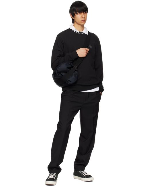 Pull molletonné noir à logo en tricot jacquard Lacoste pour homme en coloris Black