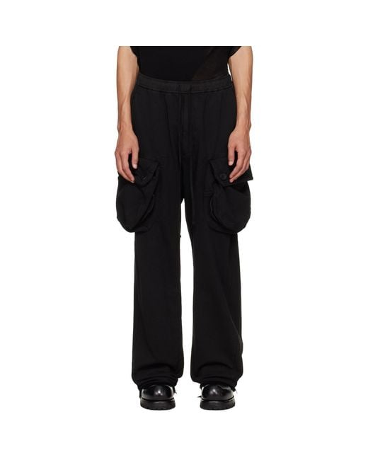 Julius Black Gasmask Wide Cargo Pants for men