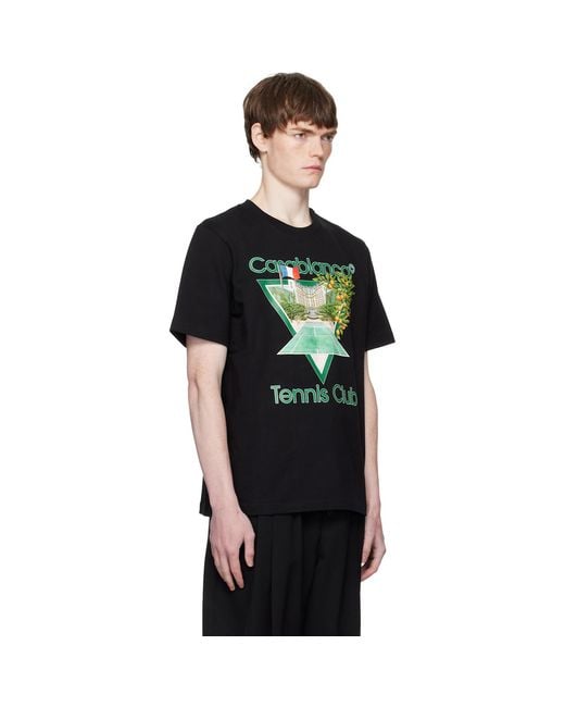 Casablanca Black 'Tennis Club' Icon Short-Sleeve T-Shirt for men