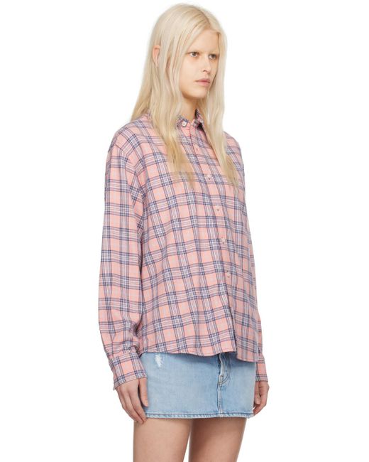 Acne Red Pink Check Shirt