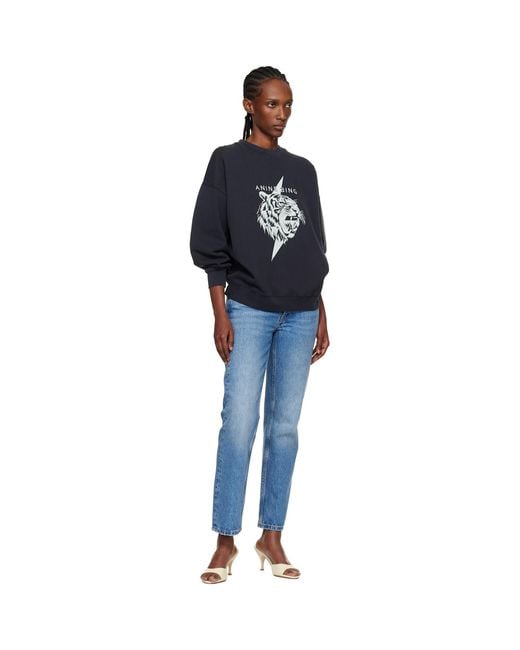Anine Bing Blue Miles Tiger Sweatshirt