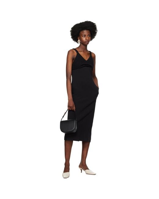 RECTO. Black Chunky Bra Top Patch Midi Dress