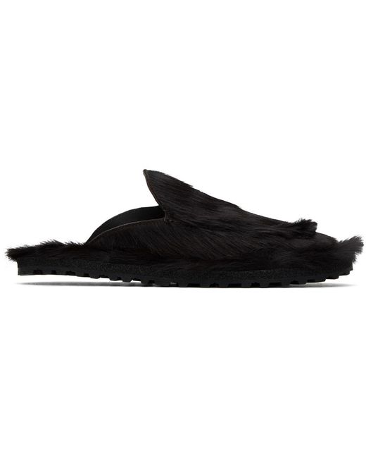 メンズ Dries Van Noten ブラウン カーフヘア ミュール Black