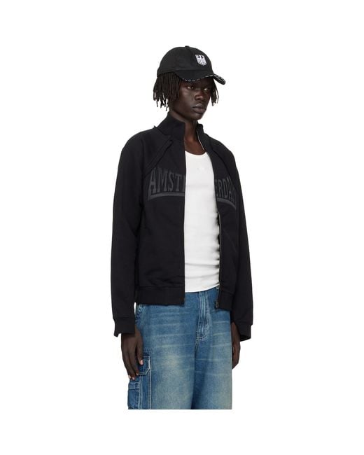 Vetements Black 'Amsterdam' Patched Zip Sweatshirt for men