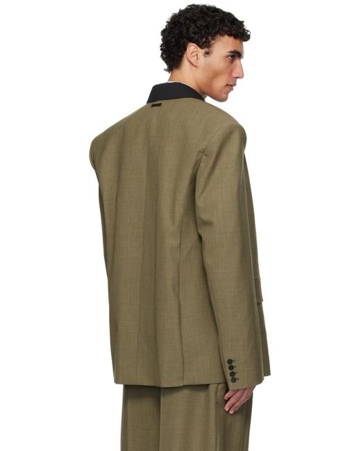 メンズ Mugler カーキ コントラストカラー テーラードジャケット Green