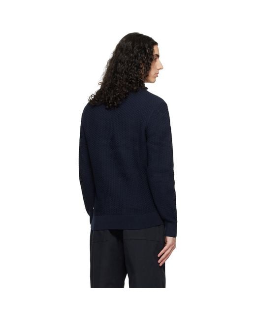 Boss Blue Quarter-Zip Cotton Track Jacket for men