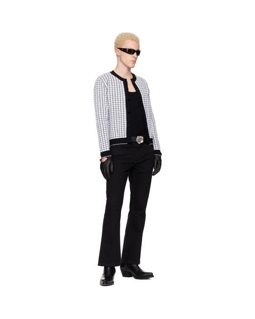 Ernest W. Baker Black Check Boucle Cardigan for men