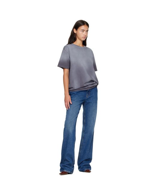 Mugler Blue Short Sleeves Logo T-Shirt