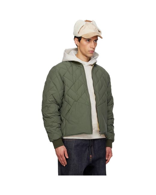 KENZO Green Khaki Paris Weave' Quilted Down Bomber Jacket for men