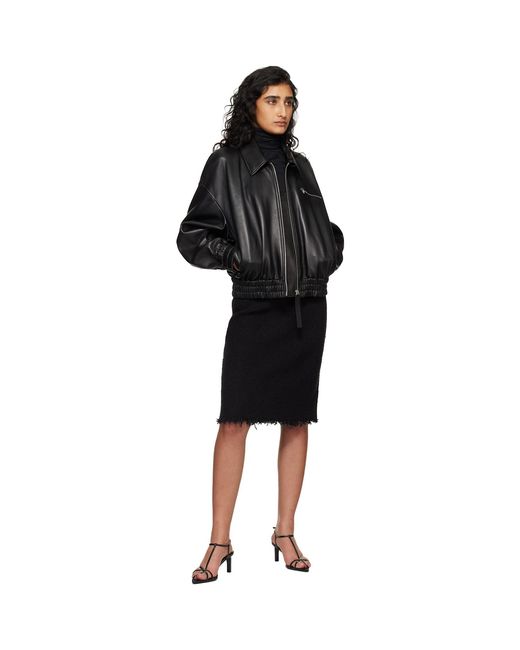 Jil Sander Black Blouson Leather Jacket