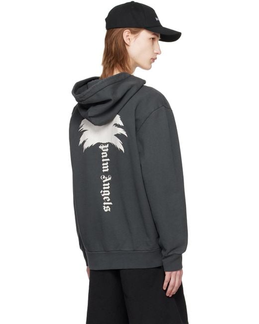 Palm Angels Black Gray 'the Palm' Hoodie for men
