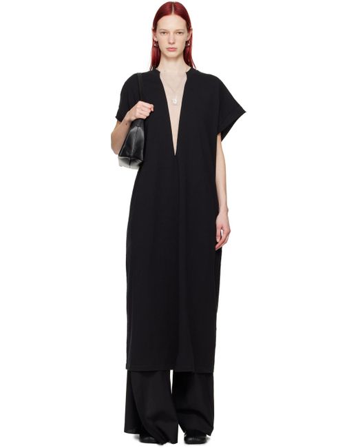 Robe longue noire à col en v MM6 by Maison Martin Margiela en coloris Black