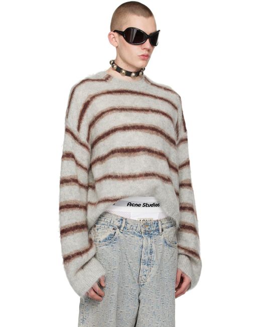 Acne Multicolor Gray & Brown Stripes Sweater for men