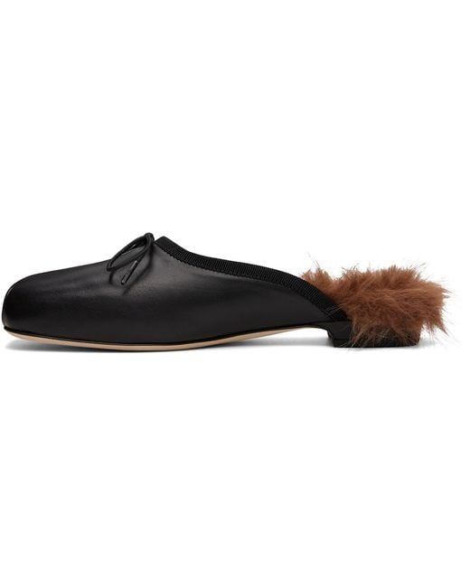 Simone Rocha Brown Faux-Fur Lined Mule Loafers