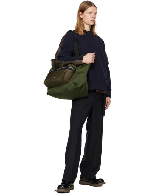 Sacai メンズ グリーン カーキ ラージ ポケット トートバッグ