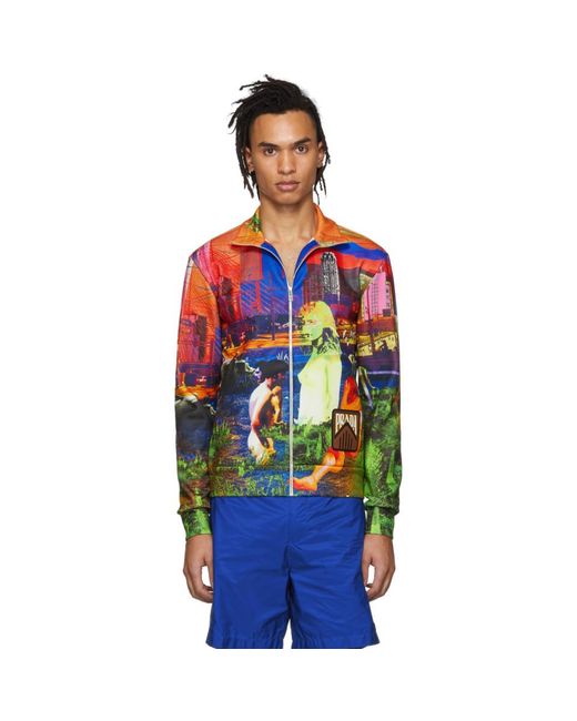 Prada Orange Logo Track Jacket for Men 