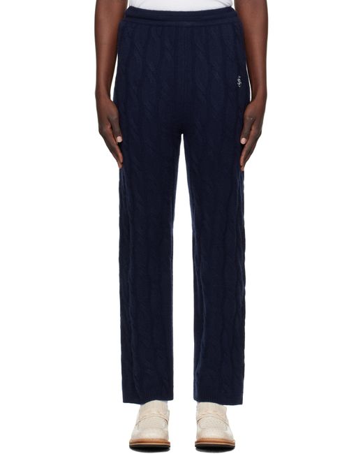 Sporty & Rich ネイビー Src ケーブルニット カシミヤ トラウザーズ Blue
