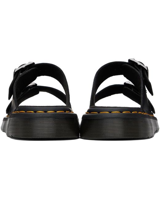Dr. Martens Black Josef Leather Buckle Slide Sandals