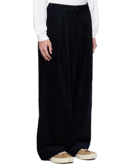 Engineered Garments Black Navy Pleated Trousers for men
