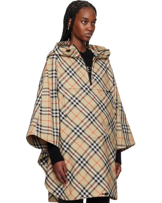 Burberry Natural Packaway Check Twill Cape Jacket