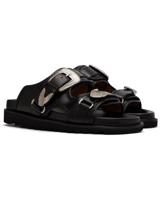 Toga Virilis Black Polido Sandals for men