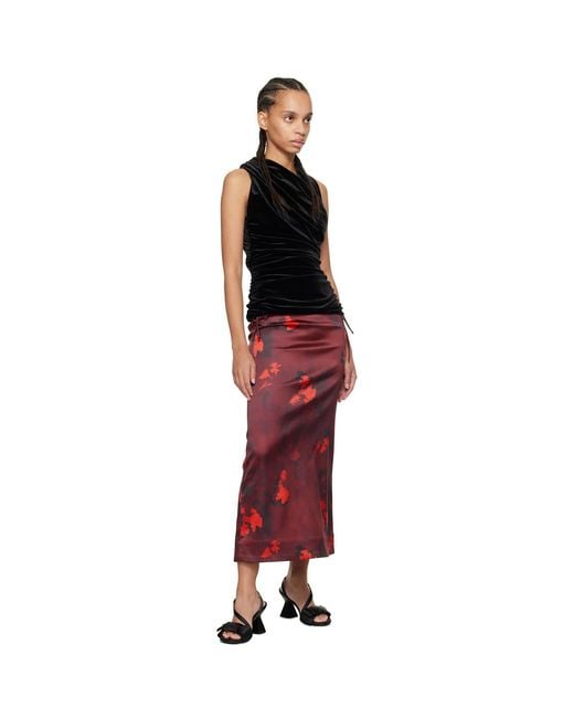 Ganni Black Velvet Ruched Top