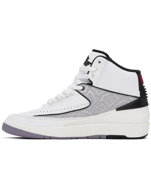 Nike Black White & Silver Air Jordan 2 Retro Sneakers for men