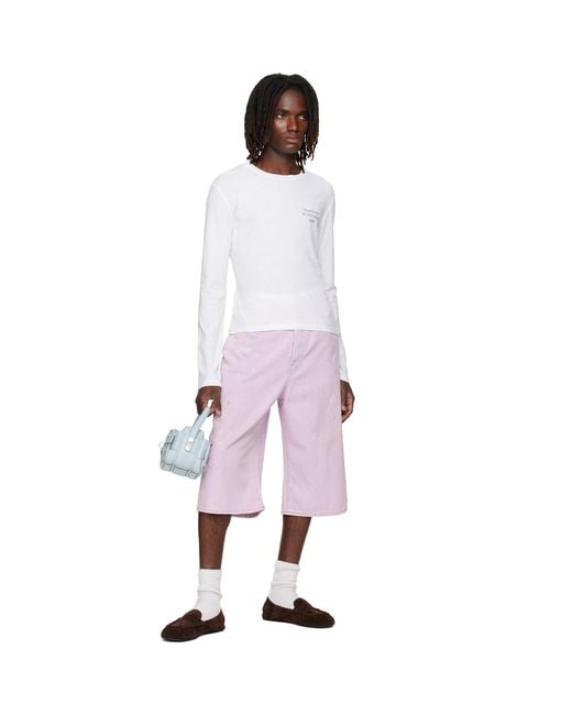 Acne White Off- Distressed Logo T-Shirt for men